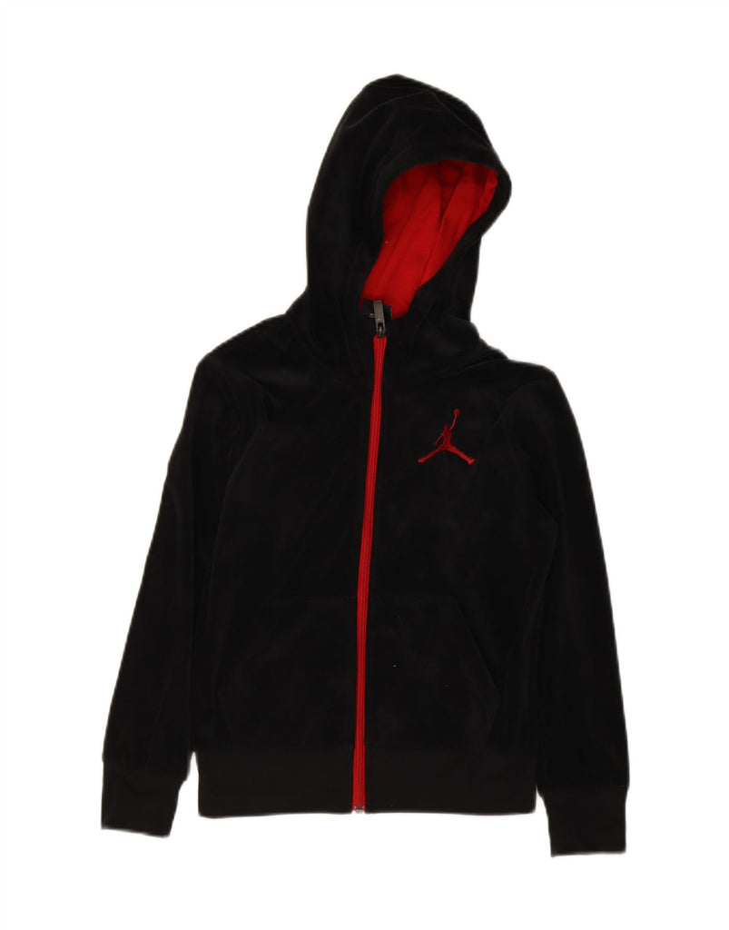 JORDAN Girls Zip Hoodie Sweater 8-9 Years Small  Black Polyester Vintage Jordan and Second-Hand Jordan from Messina Hembry 
