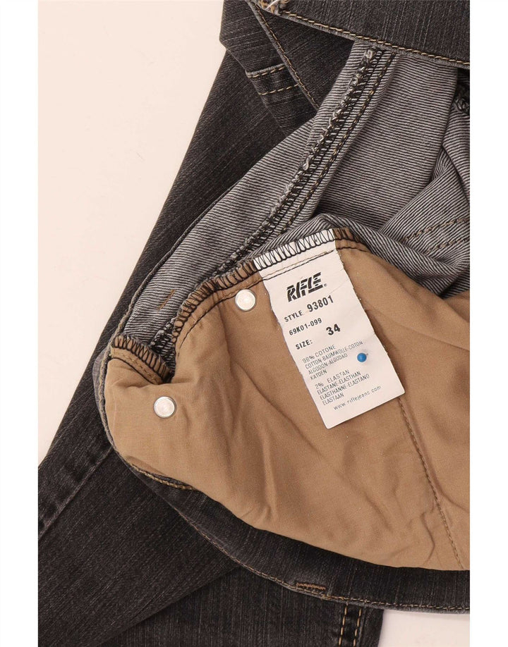 Rifle Mens Straight Jeans W34 L32 Grey Cotton
