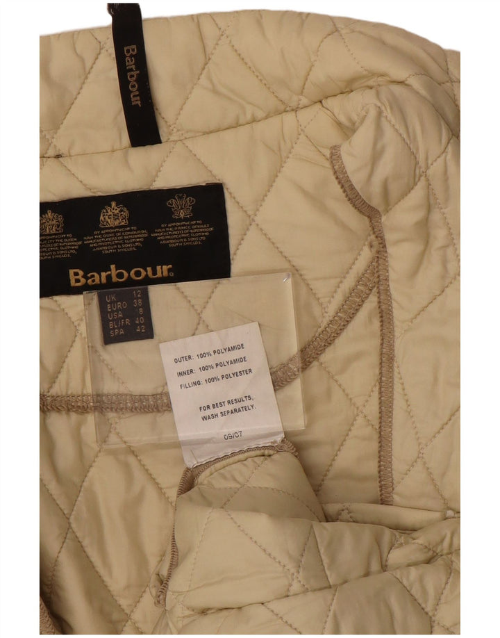 Barbour Womens Quilted Jacket UK 12 Medium Beige Polyamide