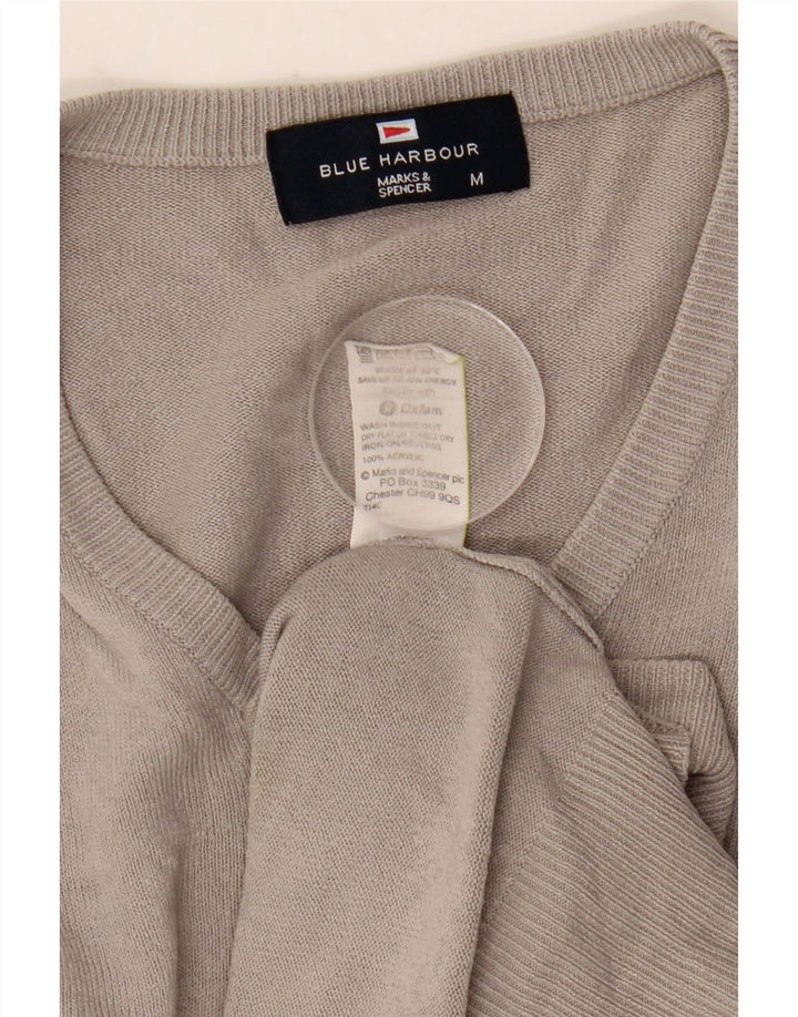Marks & Spencer Mens Blue Harbour V-Neck Jumper Sweater Medium Grey Acrylic