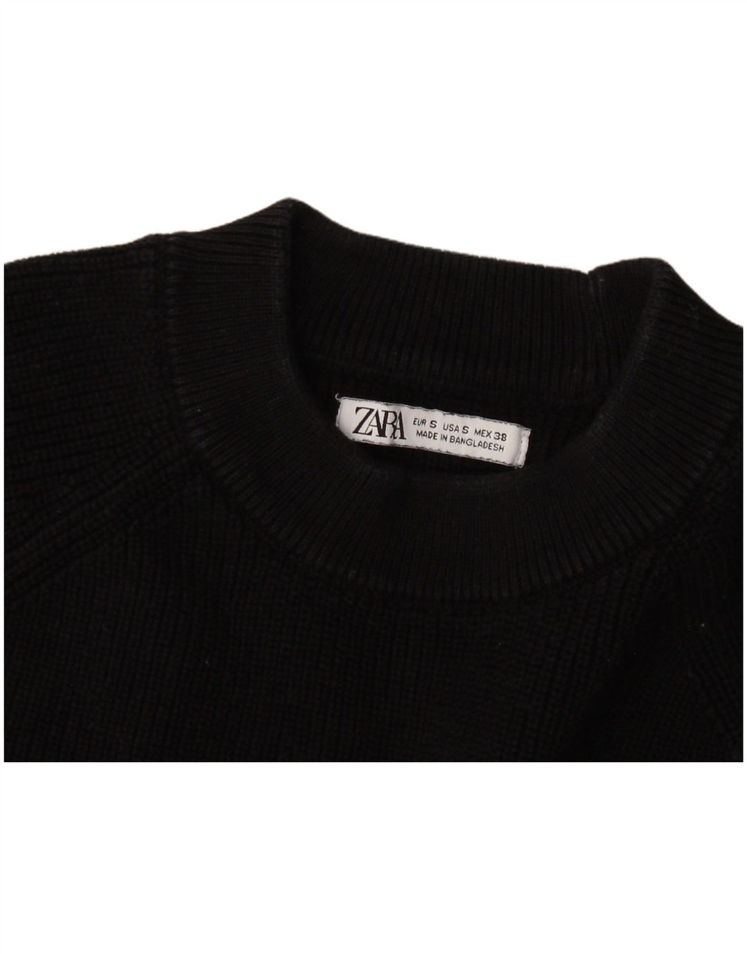 Zara Mens Crew Neck Jumper Sweater Small Black