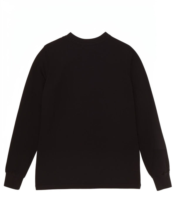 Ellesi Womens Graphic Top Long Sleeve UK 4 XS Black Cotton Sports