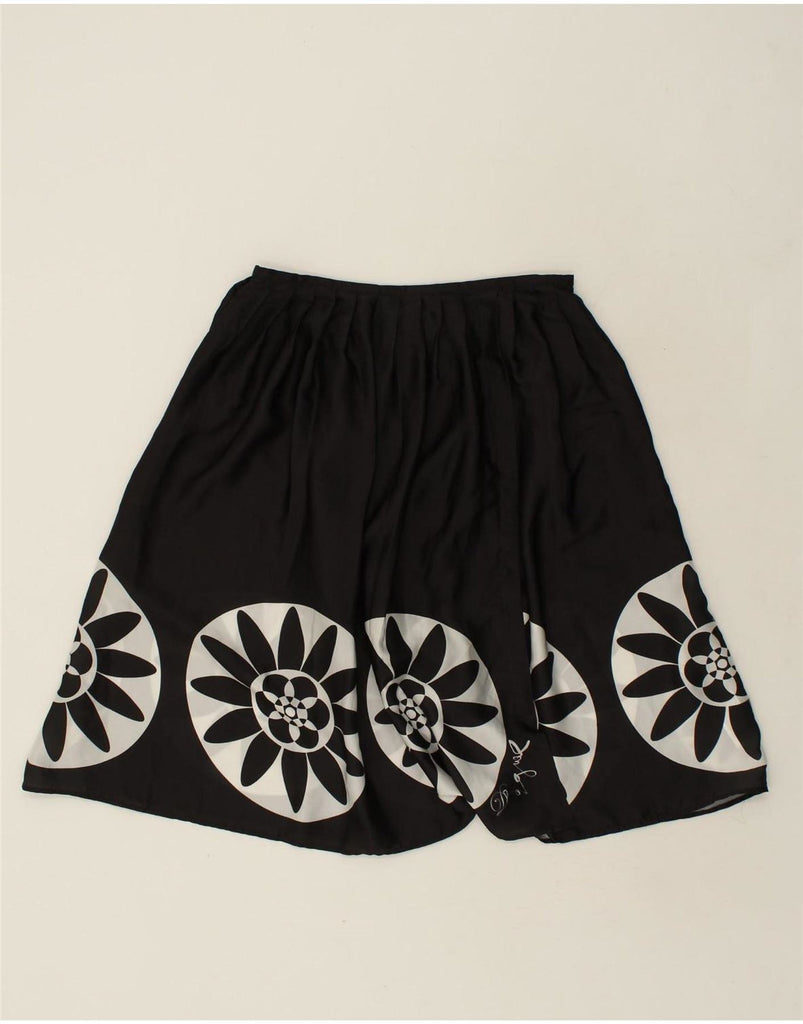 DESIGUAL Womens Graphic A-Line Skirt EU 36 Small W27 Black Polyester Vintage Desigual and Second-Hand Desigual from Messina Hembry 