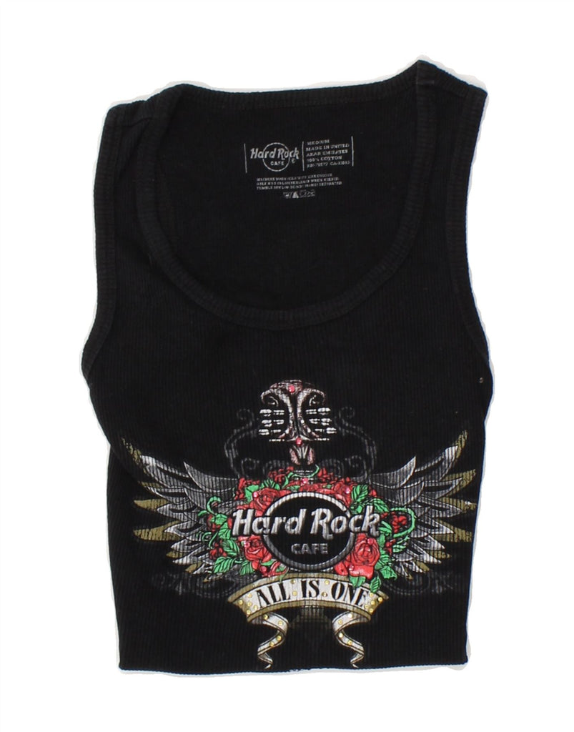 HARD ROCK CAFE Womens Paris Graphic Vest Top UK 12 Medium Black Cotton Vintage Hard Rock Cafe and Second-Hand Hard Rock Cafe from Messina Hembry 