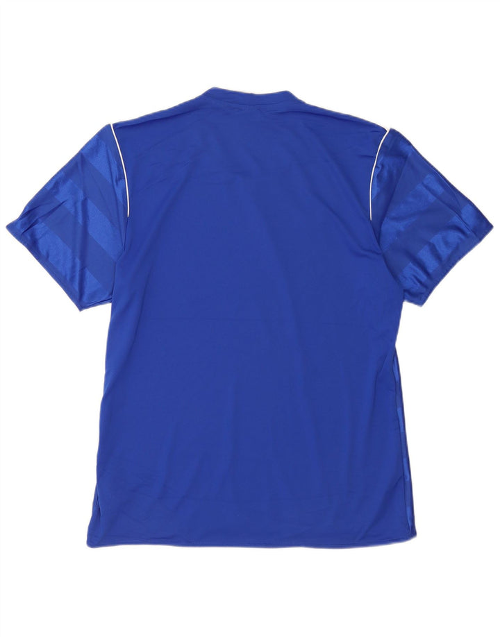 Adidas Mens Climalite T-Shirt Top Medium Blue Striped Polyester