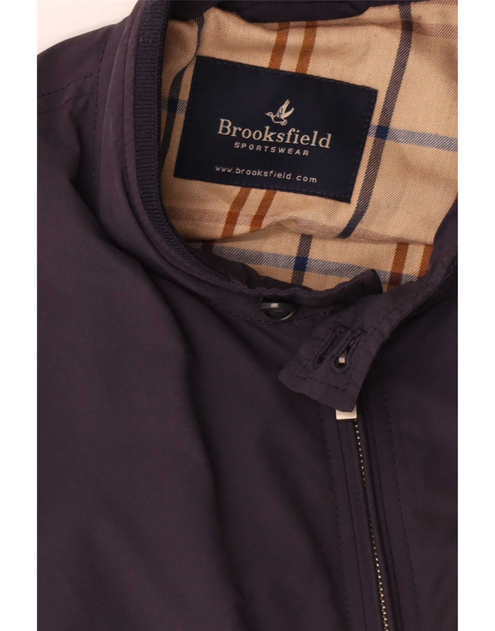 Brooksfield Mens Bomber Jacket UK 40 Large Navy Blue Colourblock Polyamide