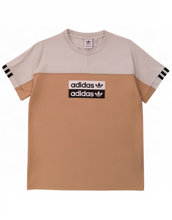 Adidas Womens Graphic T-Shirt Top UK 14 Medium White Colourblock Cotton