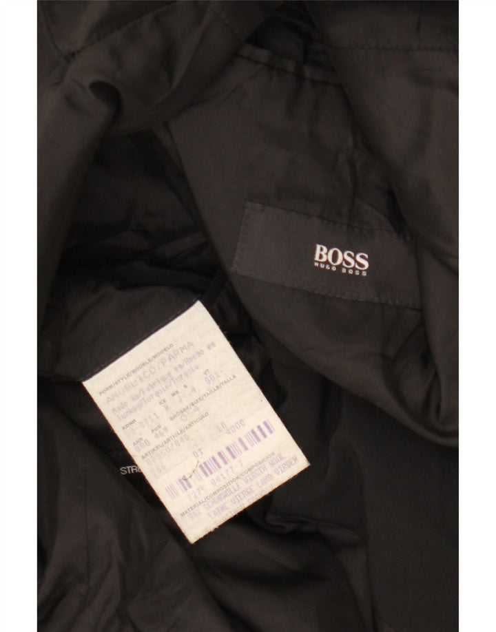 HUGO BOSS Mens 3 Button Blazer Jacket EU 54 2XL Black Wool