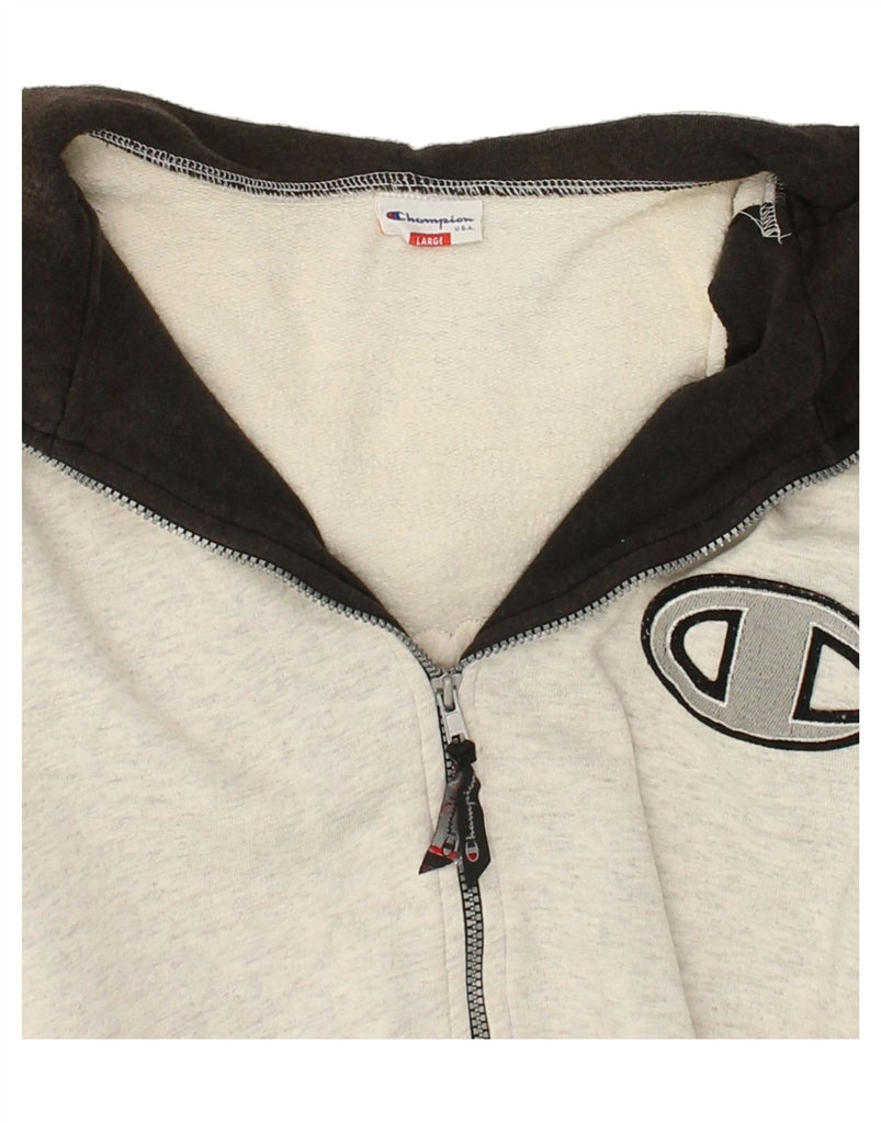 CHAMPION Mens Graphic Zip Hoodie Sweater Large Grey | Vintage Champion | Thrift | Second-Hand Champion | Used Clothing | Messina Hembry 