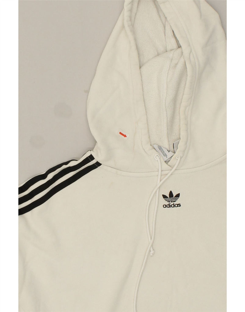 ADIDAS Womens Oversized Crop Hoodie Jumper UK 8 Small White Cotton | Vintage Adidas | Thrift | Second-Hand Adidas | Used Clothing | Messina Hembry 