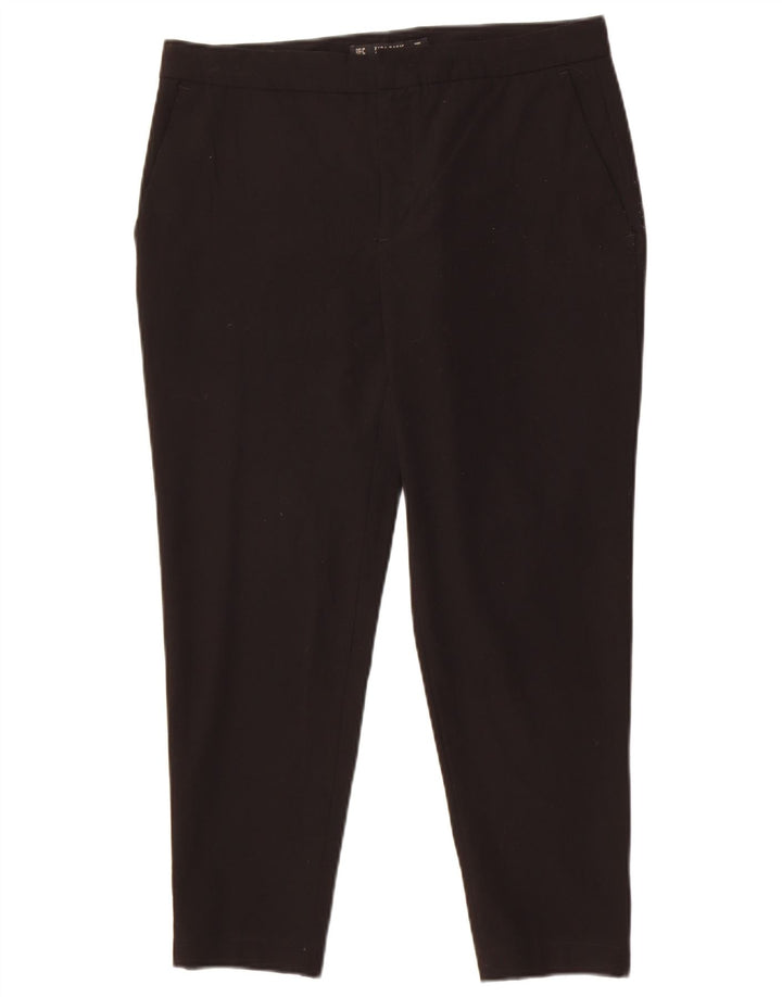 Zara Womens Cropped Trousers EU 40 Medium W32 L25 Black