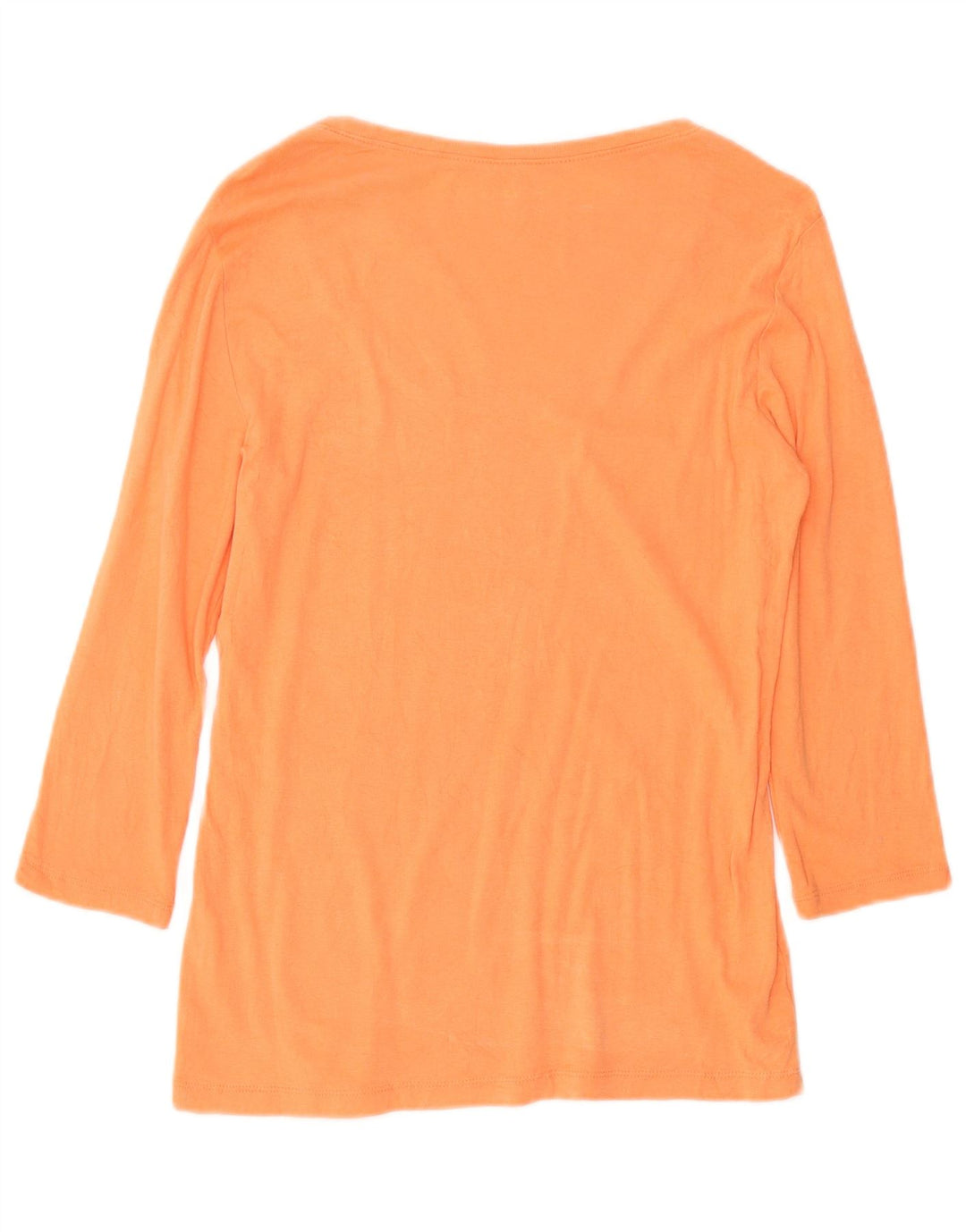 Eddie Bauer Womens Top 3/4 Sleeve UK 12 Medium Orange Cotton