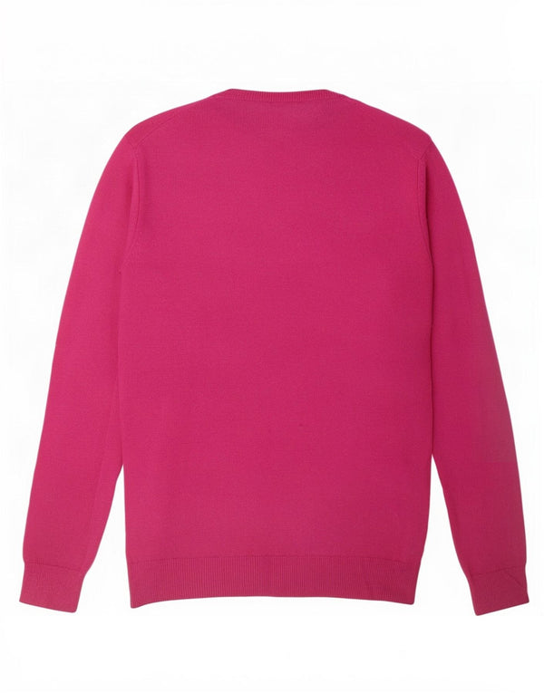 Benetton Womens Crew Neck Jumper Sweater UK 12 Medium Pink Wool