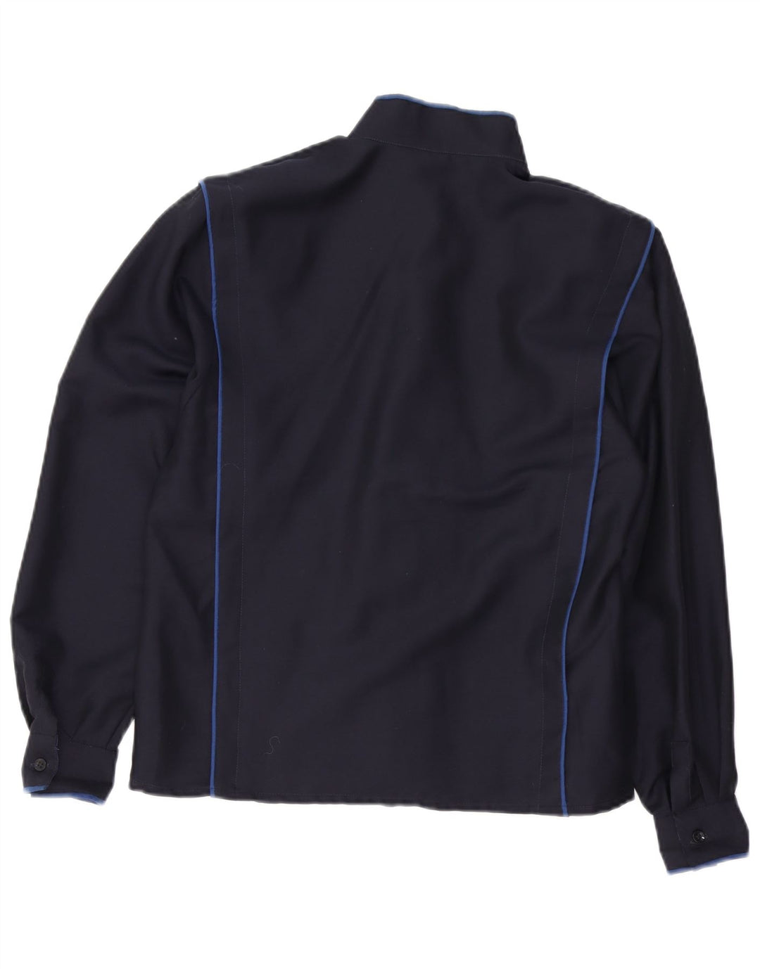 VINTAGE Womens Shirt Blouse EU 38 Medium Navy Blue Wool