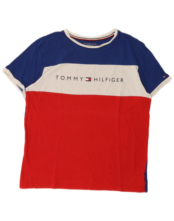 Tommy Hilfiger Mens Graphic T-Shirt Top Large Multicoloured Colourblock