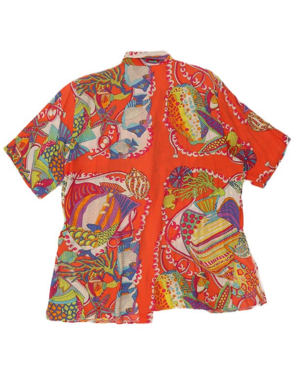 Vintage Womens Oversized Abstract Pattern Shirt UK 10 Small Orange