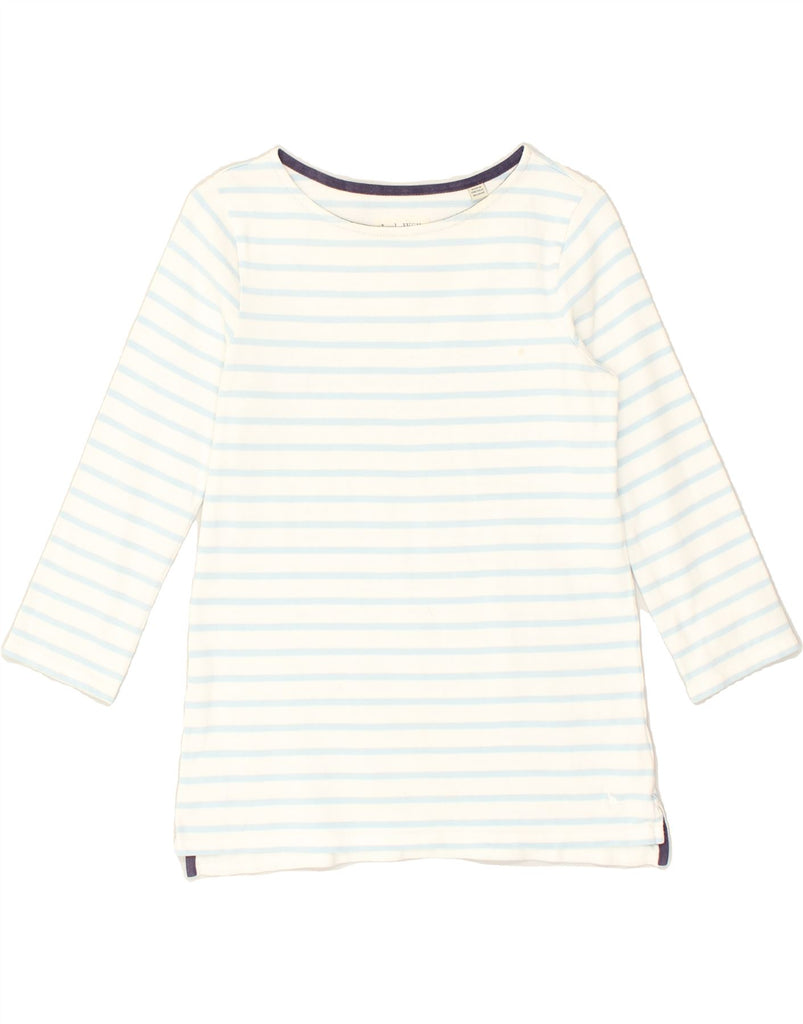 JACK WILLS Womens Top 3/4 Sleeve UK 8 Small White Striped Cotton | Vintage Jack Wills | Thrift | Second-Hand Jack Wills | Used Clothing | Messina Hembry 