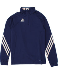 ADIDAS Boys Climalite Pullover Tracksuit Top 9-10 Years Medium Navy Blue