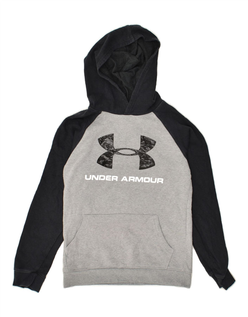 UNDER ARMOUR Boys Cold Gear Graphic Hoodie Jumper 9-10 Years Medium Grey | Vintage Under Armour | Thrift | Second-Hand Under Armour | Used Clothing | Messina Hembry 