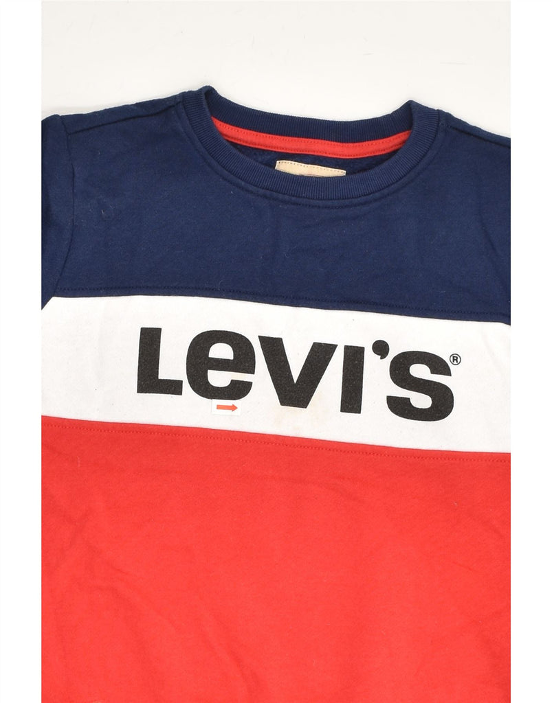 LEVI'S Boys Graphic Sweatshirt Jumper 11-12 Years Navy Blue Colourblock | Vintage Levi's | Thrift | Second-Hand Levi's | Used Clothing | Messina Hembry 