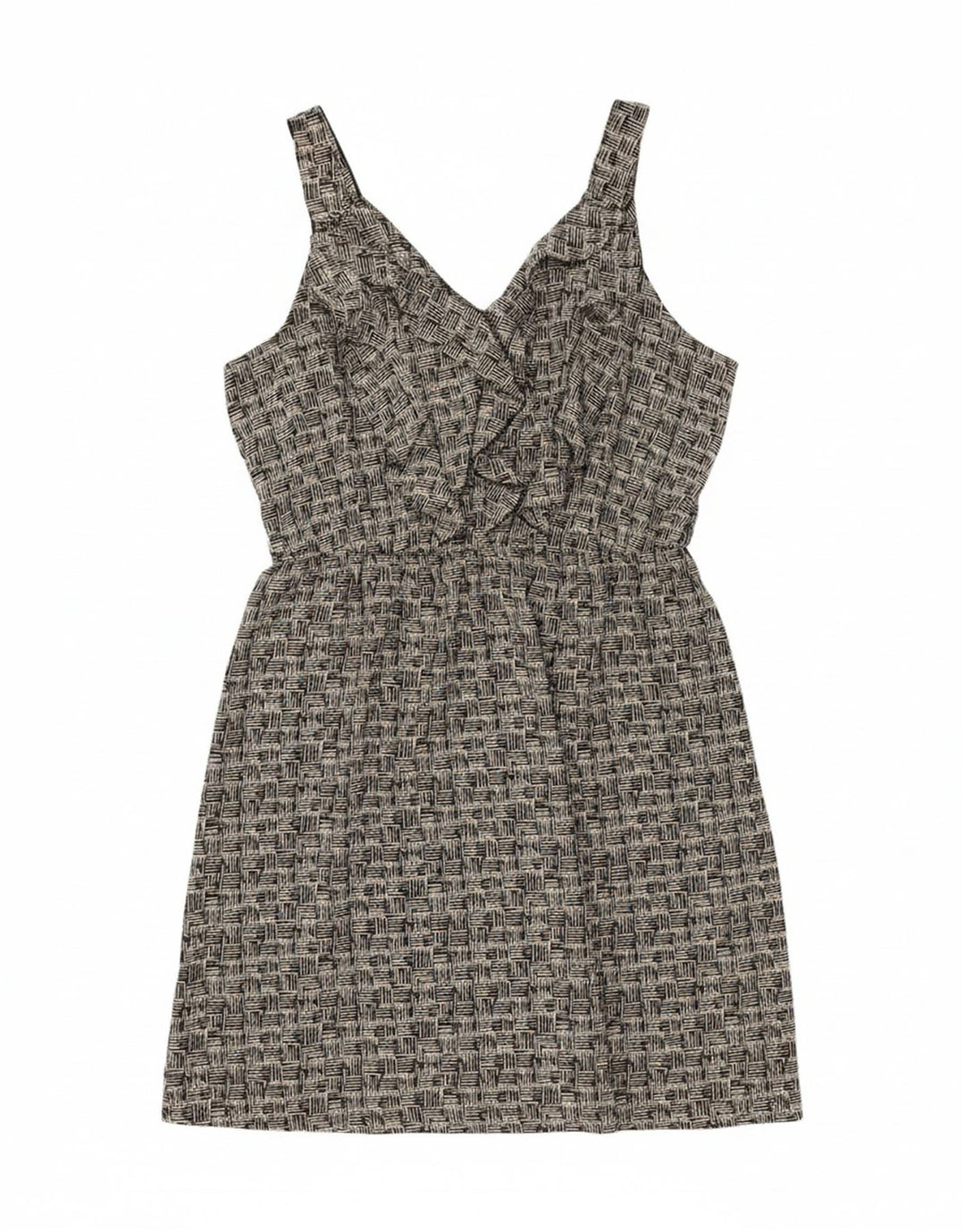 MOSSIMO Womens Ruffle Front Sleeveless A-Line Dress UK 18 XL Grey Check