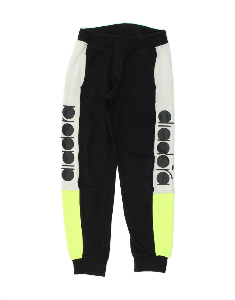 DIADORA Boys Graphic Tracksuit Trousers Joggers 11-12 Years Black | Vintage Diadora | Thrift | Second-Hand Diadora | Used Clothing | Messina Hembry 