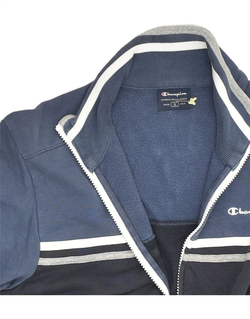 CHAMPION Mens Tracksuit Top Jacket Small Navy Blue Colourblock Cotton | Vintage Champion | Thrift | Second-Hand Champion | Used Clothing | Messina Hembry 