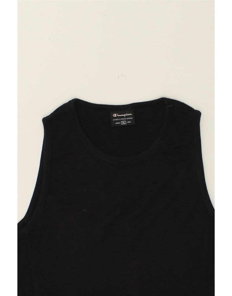 CHAMPION Womens Vest Top UK 18 XL Black Cotton | Vintage Champion | Thrift | Second-Hand Champion | Used Clothing | Messina Hembry 