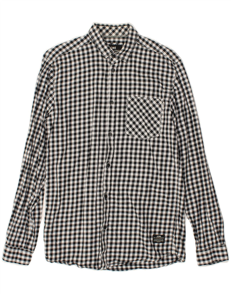 JACK & JONES Mens Workwear Shirt Small Black Gingham Cotton | Vintage Jack & Jones | Thrift | Second-Hand Jack & Jones | Used Clothing | Messina Hembry 