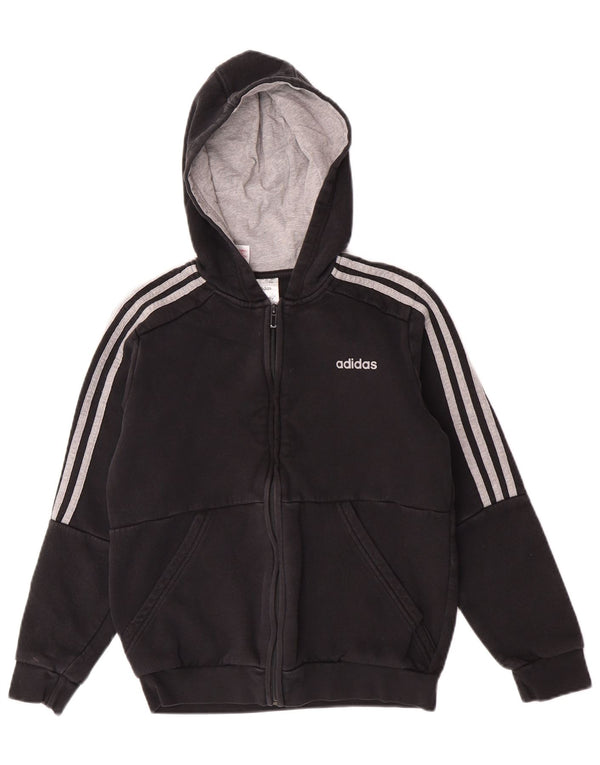 Adidas Boys Zip Hoodie Sweater 11-12 Years Black Cotton