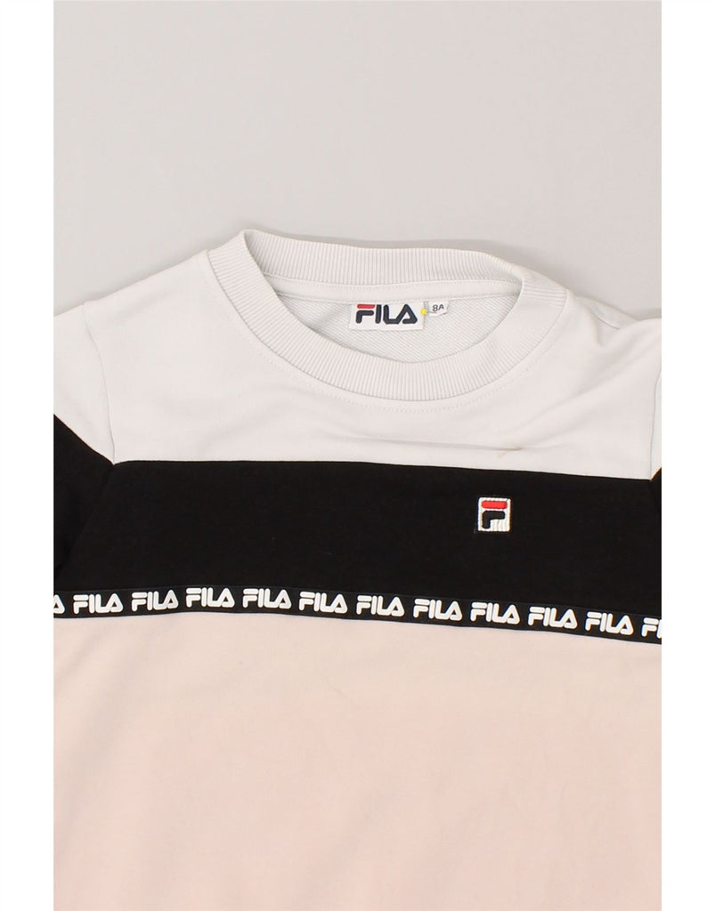 FILA Girls Graphic Sweatshirt Jumper 7-8 Years Pink Colourblock | Vintage Fila | Thrift | Second-Hand Fila | Used Clothing | Messina Hembry 