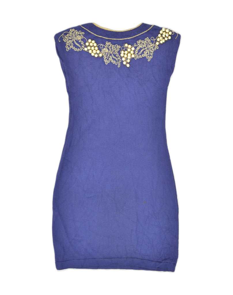VINTAGE Womens Sleeveless Jumper Dress UK 10 Small Purple Cotton | Vintage Vintage | Thrift | Second-Hand Vintage | Used Clothing | Messina Hembry 