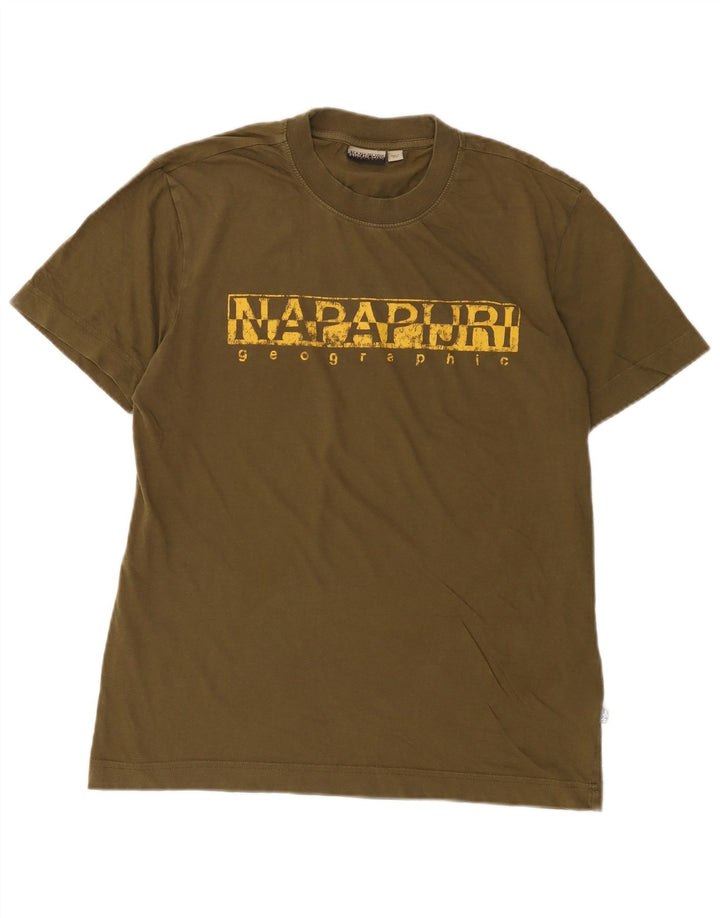 Napapijri Mens Graphic T-Shirt Top Medium Khaki