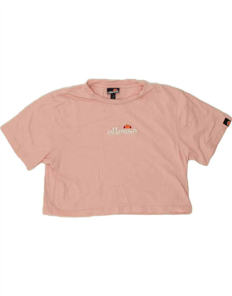 ELLESSE Womens Crop Graphic T-Shirt Top UK 10 Small Pink Cotton Vintage Ellesse and Second-Hand Ellesse from Messina Hembry 