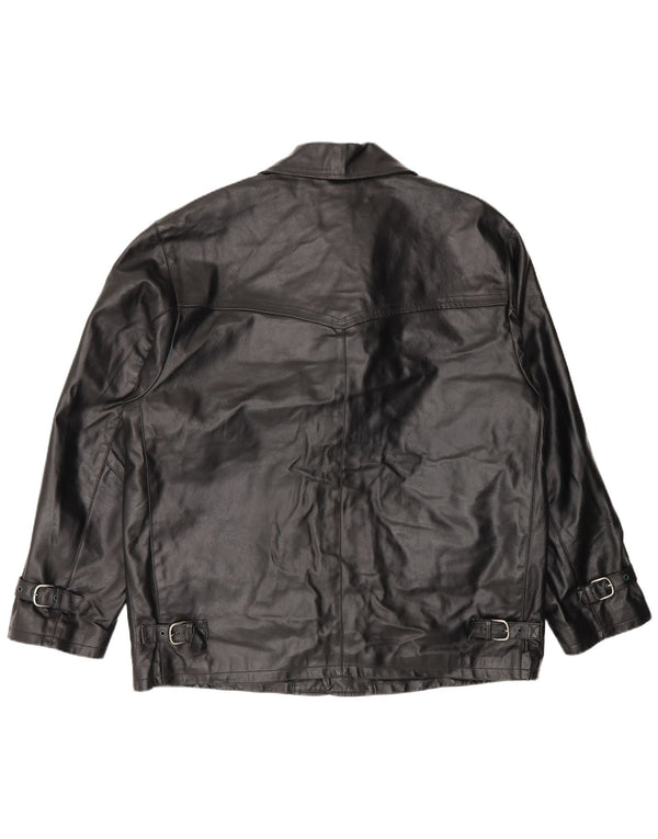Essebi Mens Leather Jacket IT 50 Large Black Leather