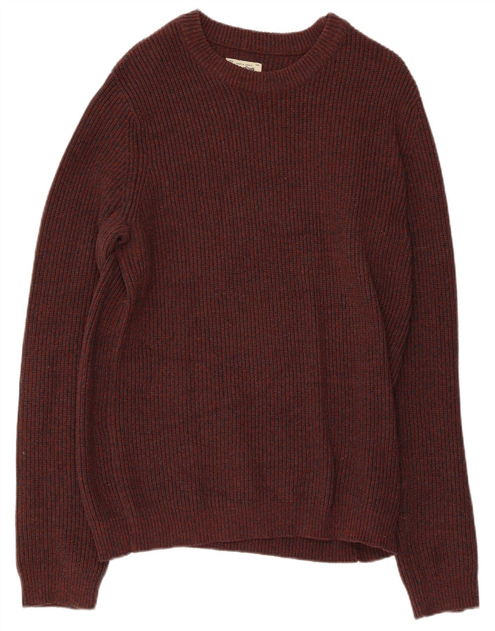 JACK & JONES Mens Crew Neck Jumper Sweater Medium Burgundy