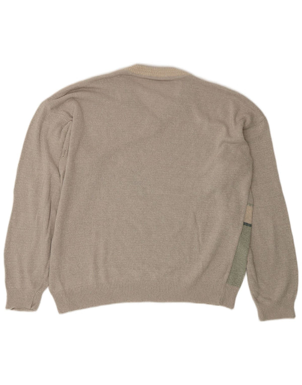 Vintage Mens V-Neck Jumper Sweater IT 58 2XL Green Geometric
