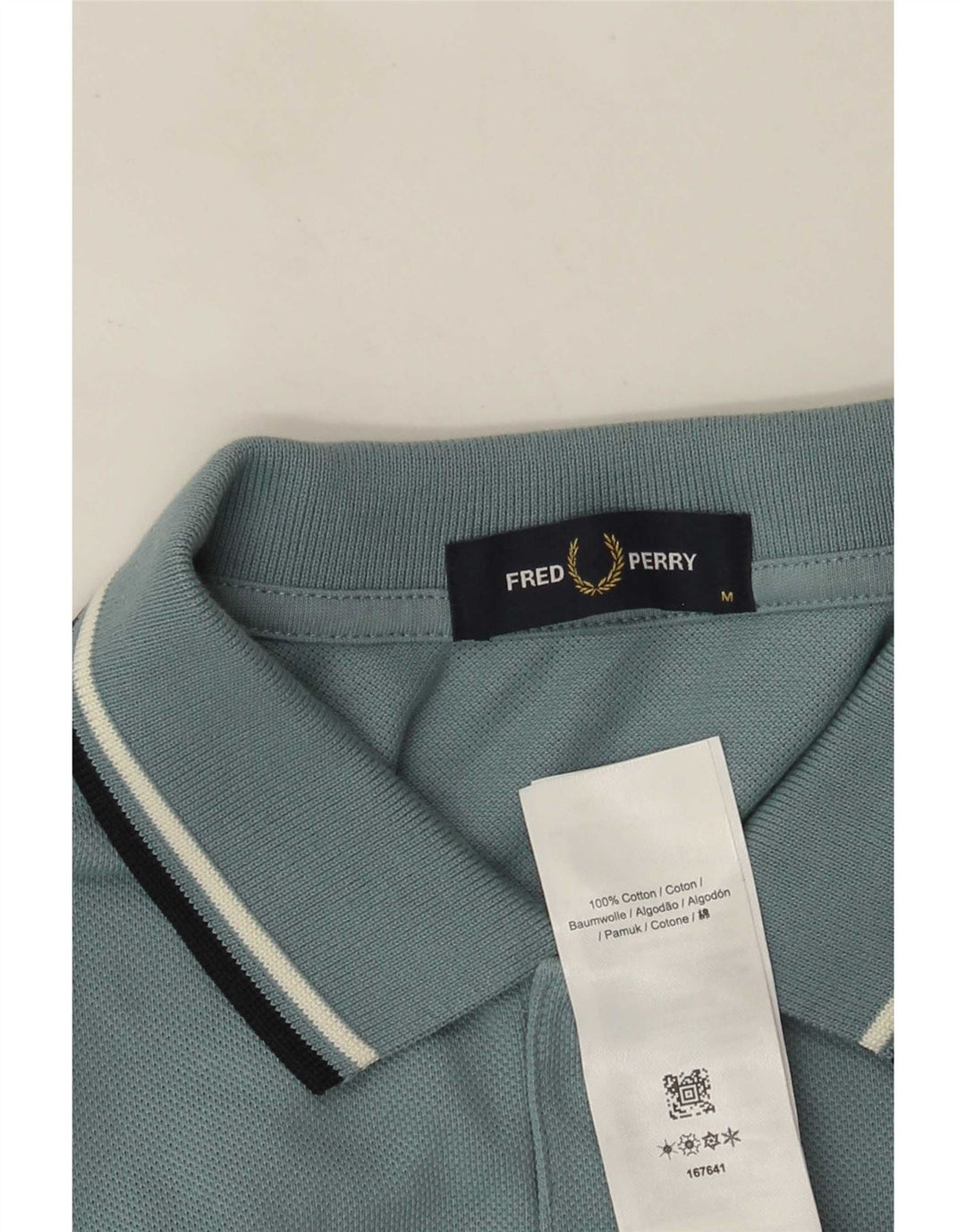 Fred Perry Mens Polo Shirt Medium Blue Striped Cotton
