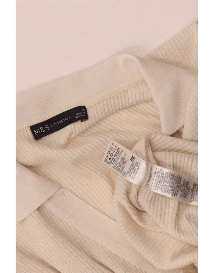 Marks & Spencer Womens Polo Shirt UK 12 Medium Beige Polyester