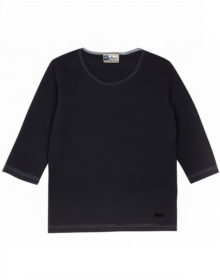 Asics Womens Top 3/4 Sleeve UK 12 Medium Navy Blue