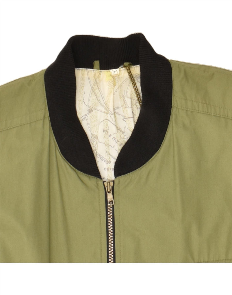 VINTAGE Mens Bomber Jacket IT 54 2XL Khaki Polyester Vintage Vintage and Second-Hand Vintage from Messina Hembry 