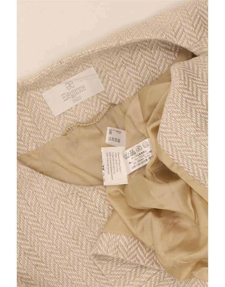 Elegance Womens Overcoat UK 12 Medium Beige Herringbone Linen
