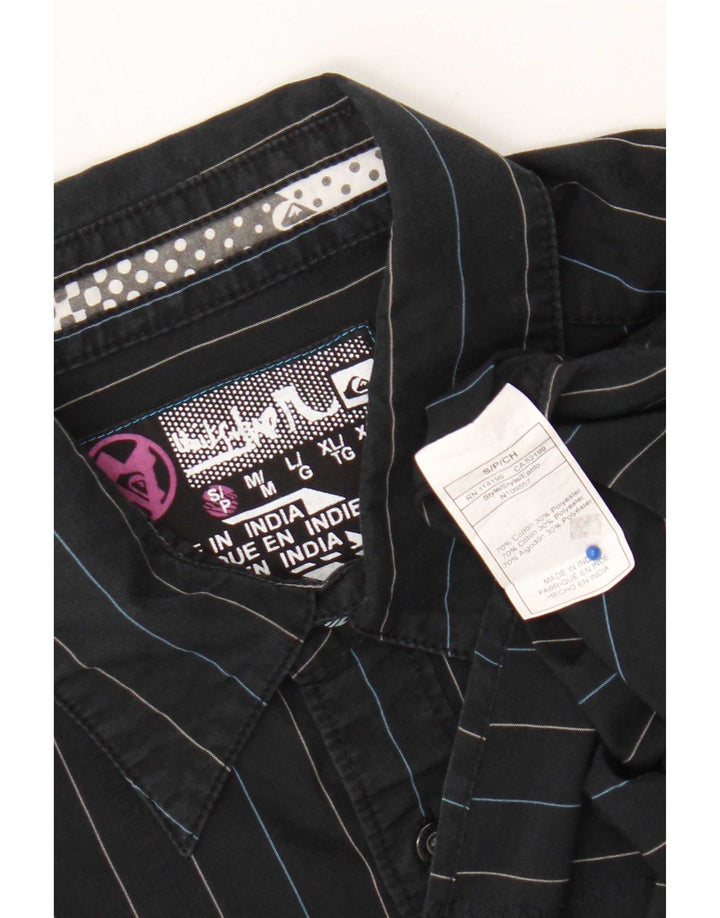 Quiksilver Mens Shirt Small Navy Blue Striped Cotton