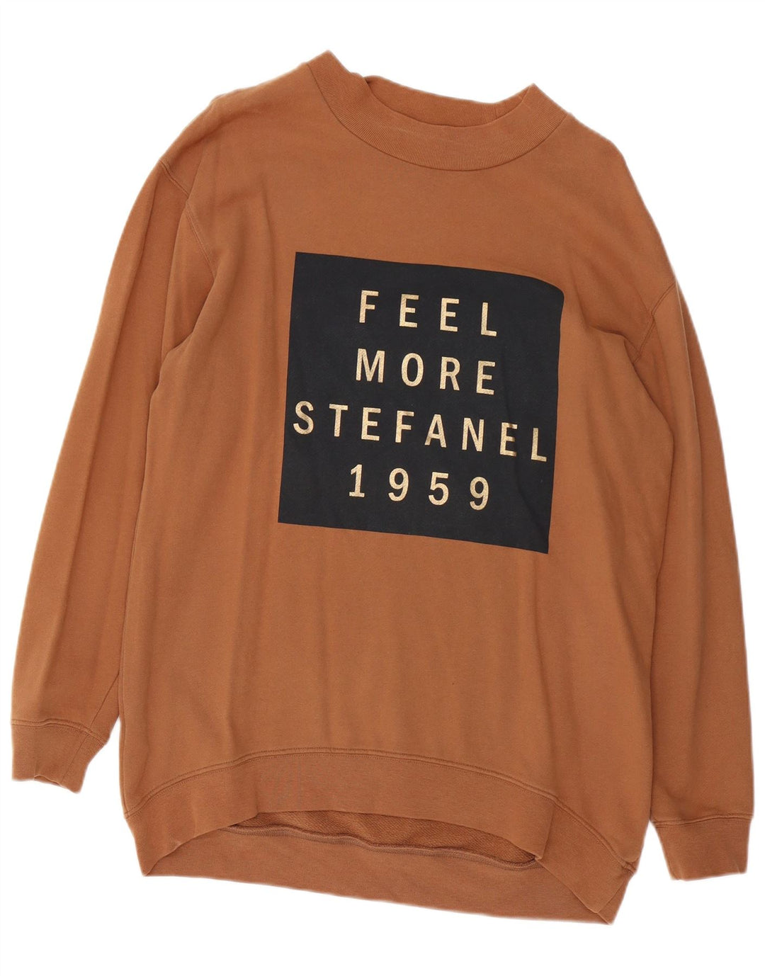 Stefanel Womens Graphic Loose Fit Sweatshirt Jumper UK 14 Medium Brown