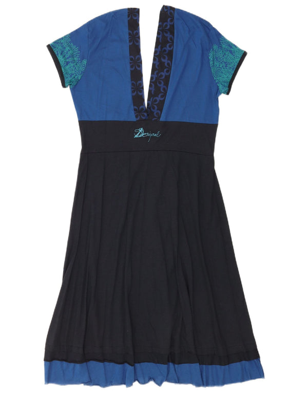 Desigual Womens Graphic A-Line Dress UK 14 Large Black Floral