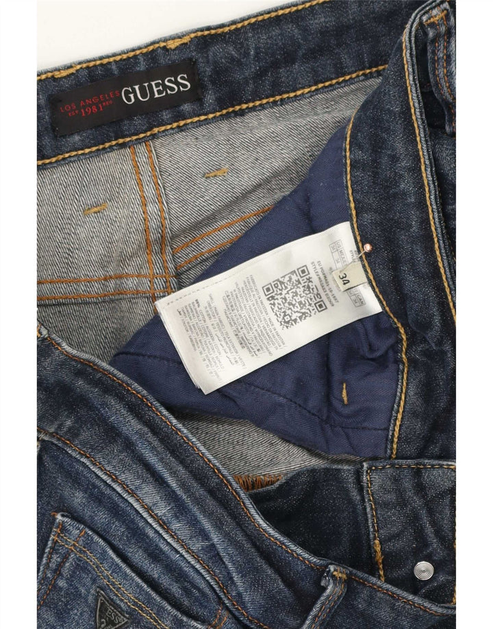 Guess Mens Slim Jeans W34 L34 Navy Blue Cotton