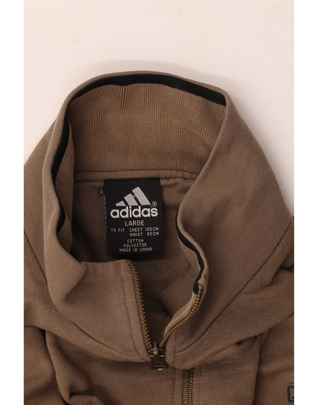 Adidas Mens Zip Neck Sweatshirt Jumper Large Brown