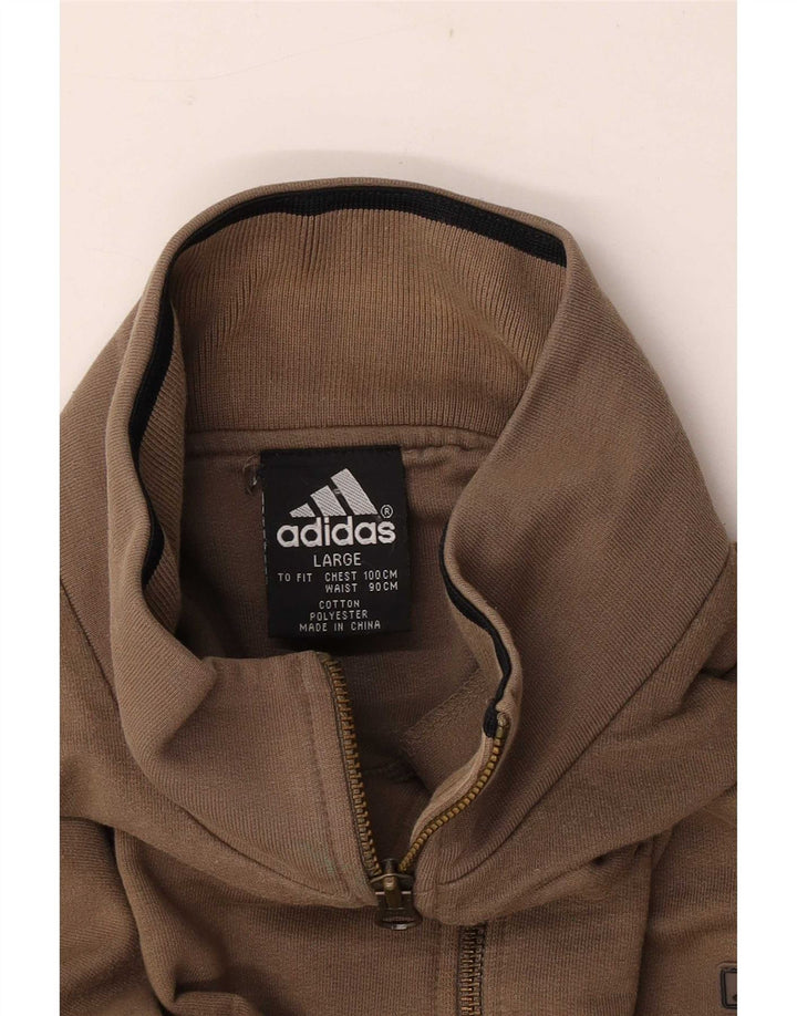 Adidas Mens Zip Neck Sweatshirt Jumper Large Brown