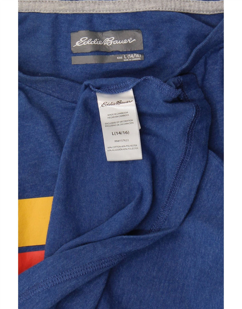EDDIE BAUER Boys T-Shirt Top 14-15 Years Large Blue Striped Cotton Vintage Eddie Bauer and Second-Hand Eddie Bauer from Messina Hembry 