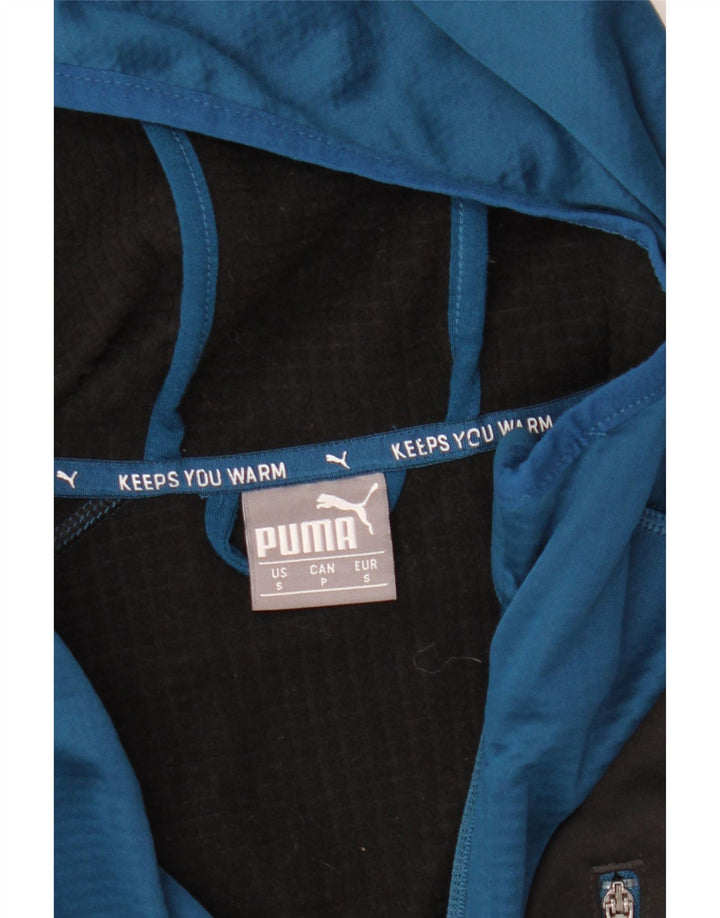Puma Mens Zip Hoodie Sweater Small Blue Colourblock